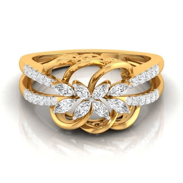 Gold marquise diamond flower ring