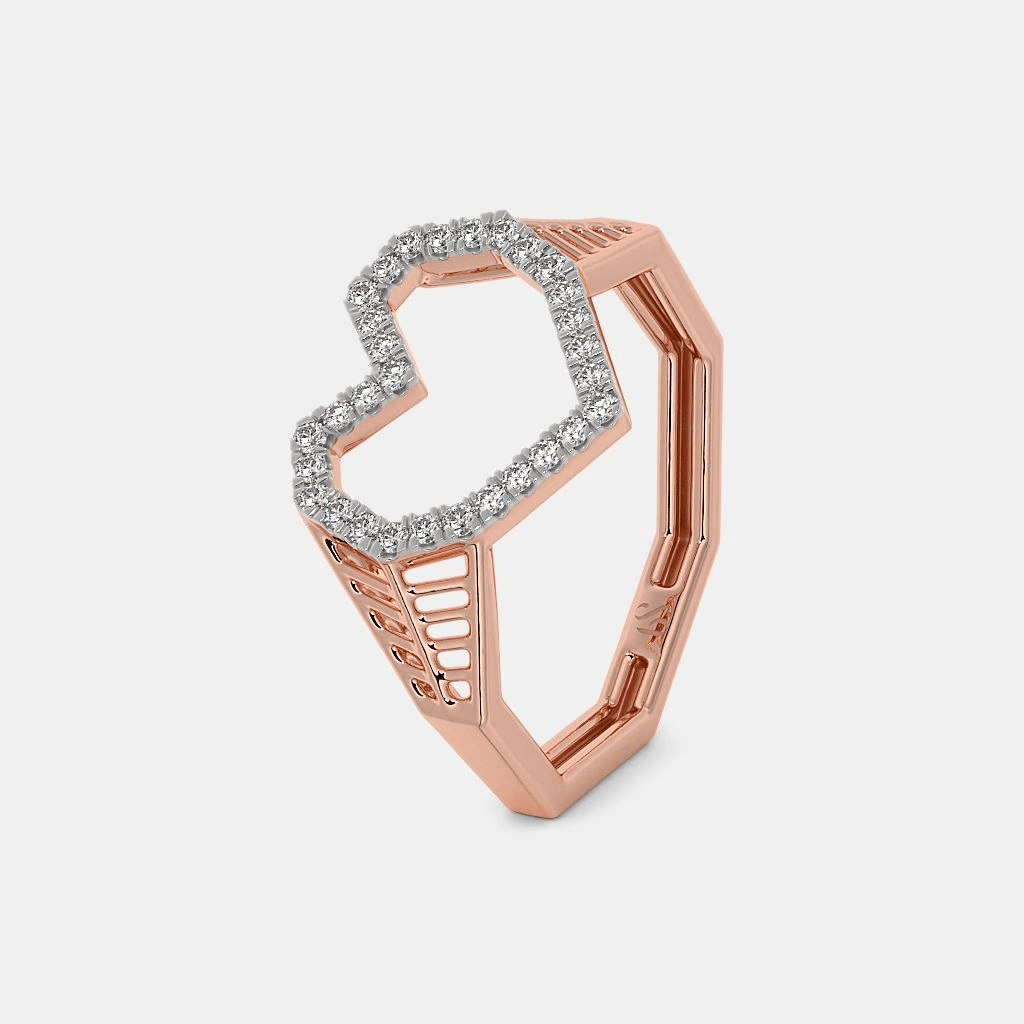 Rose gold heart motif diamond ring